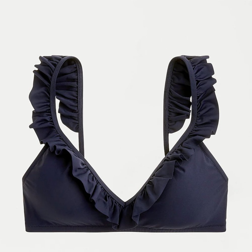 Ruffle deep-V bikini top